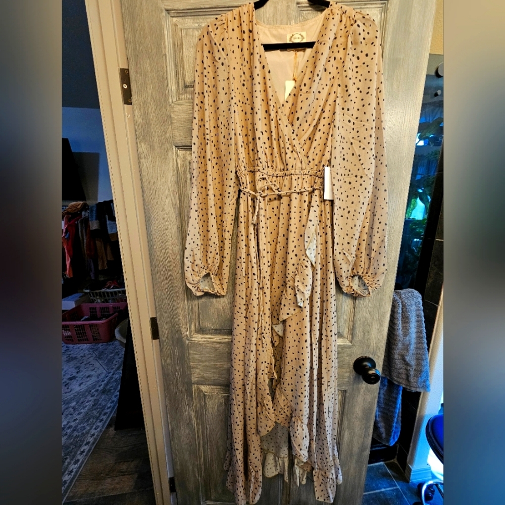 Med Joyfolie Polka Dot Maxi Wrap Dress